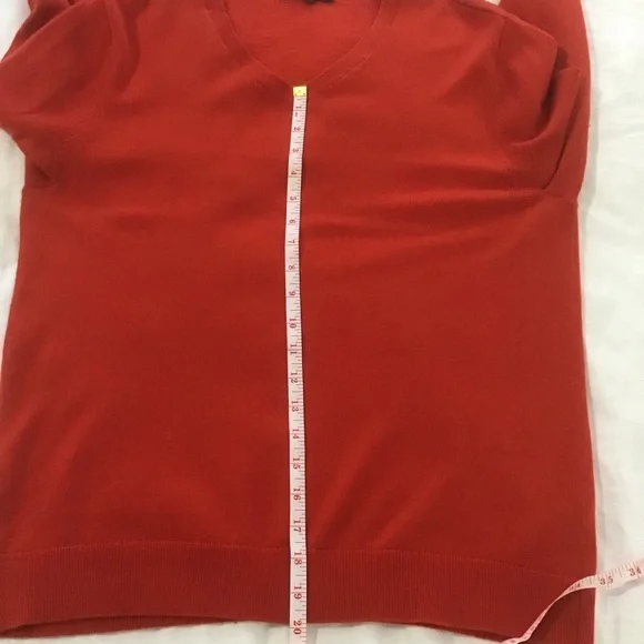 Banana Republic Factory Orangey Red Merino Wool V Neck Sweater, Size L - Picture 13 of 13